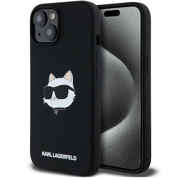Калъф MagSafe за Apple iPhone 15 Plus, Karl Lagerfeld, Silicone Choupette's Head, Черен