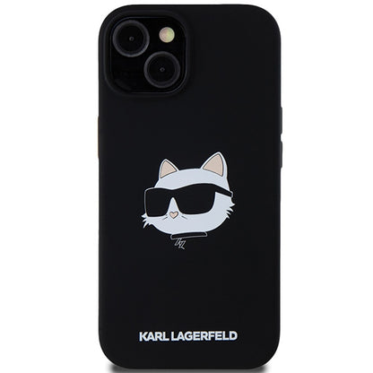 Калъф MagSafe за Apple iPhone 15 Plus, Karl Lagerfeld, Silicone Choupette's Head, Черен