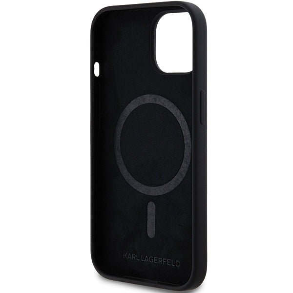 Калъф MagSafe за Apple iPhone 15 Plus, Karl Lagerfeld, Silicone Choupette's Head, Черен