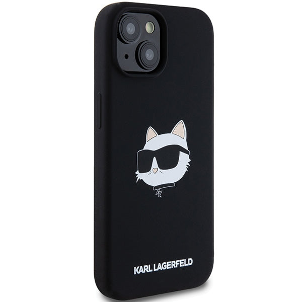 Калъф MagSafe за Apple iPhone 15 Plus, Karl Lagerfeld, Silicone Choupette's Head, Черен