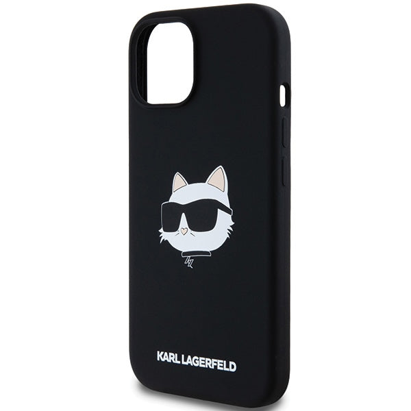 Калъф MagSafe за Apple iPhone 15 Plus, Karl Lagerfeld, Silicone Choupette's Head, Черен