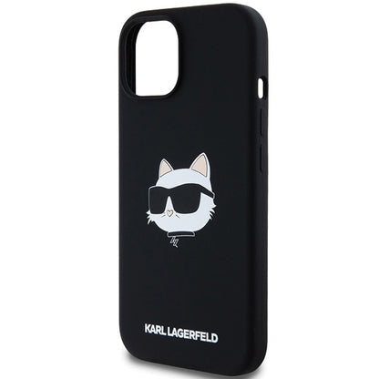 Калъф MagSafe за Apple iPhone 15 Plus, Karl Lagerfeld, Silicone Choupette's Head, Черен