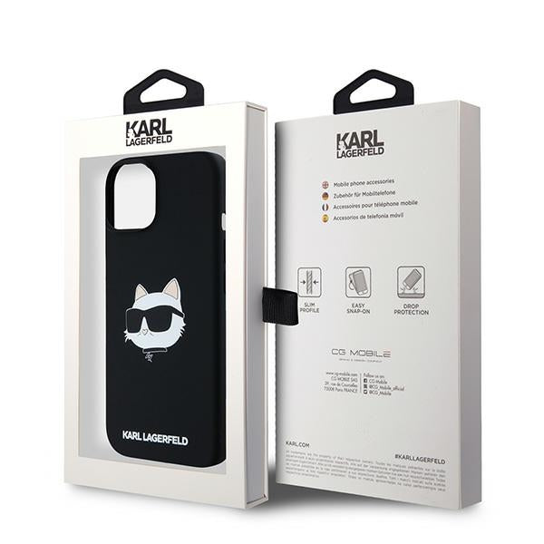 Калъф MagSafe за Apple iPhone 15 Plus, Karl Lagerfeld, Silicone Choupette's Head, Черен
