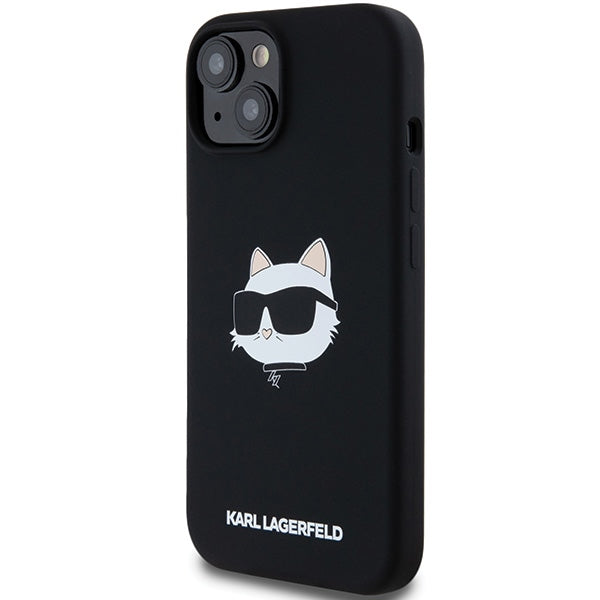 Калъф MagSafe за Apple iPhone 15 Plus, Karl Lagerfeld, Silicone Choupette's Head, Черен