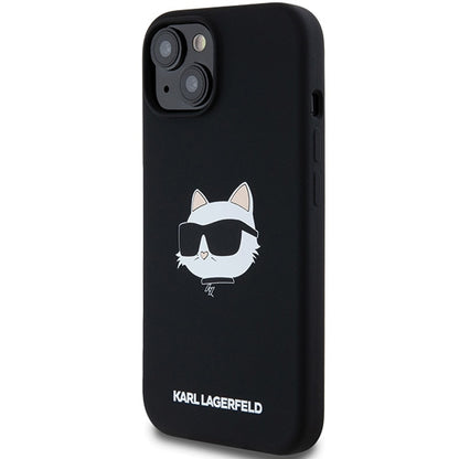 Калъф MagSafe за Apple iPhone 15 Plus, Karl Lagerfeld, Silicone Choupette's Head, Черен