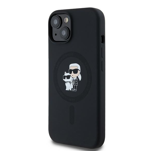 Калъф MagSafe за Apple iPhone 15 Plus, Karl Lagerfeld, Силикон Karl & Choupette, Черен