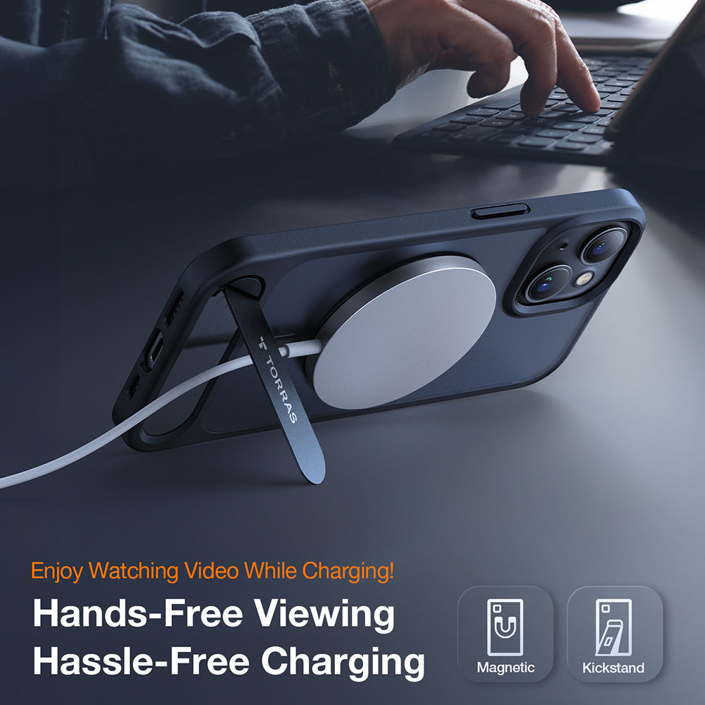 Калъф MagSafe за Apple iPhone 15 Plus, Torras, Pstand, Черен