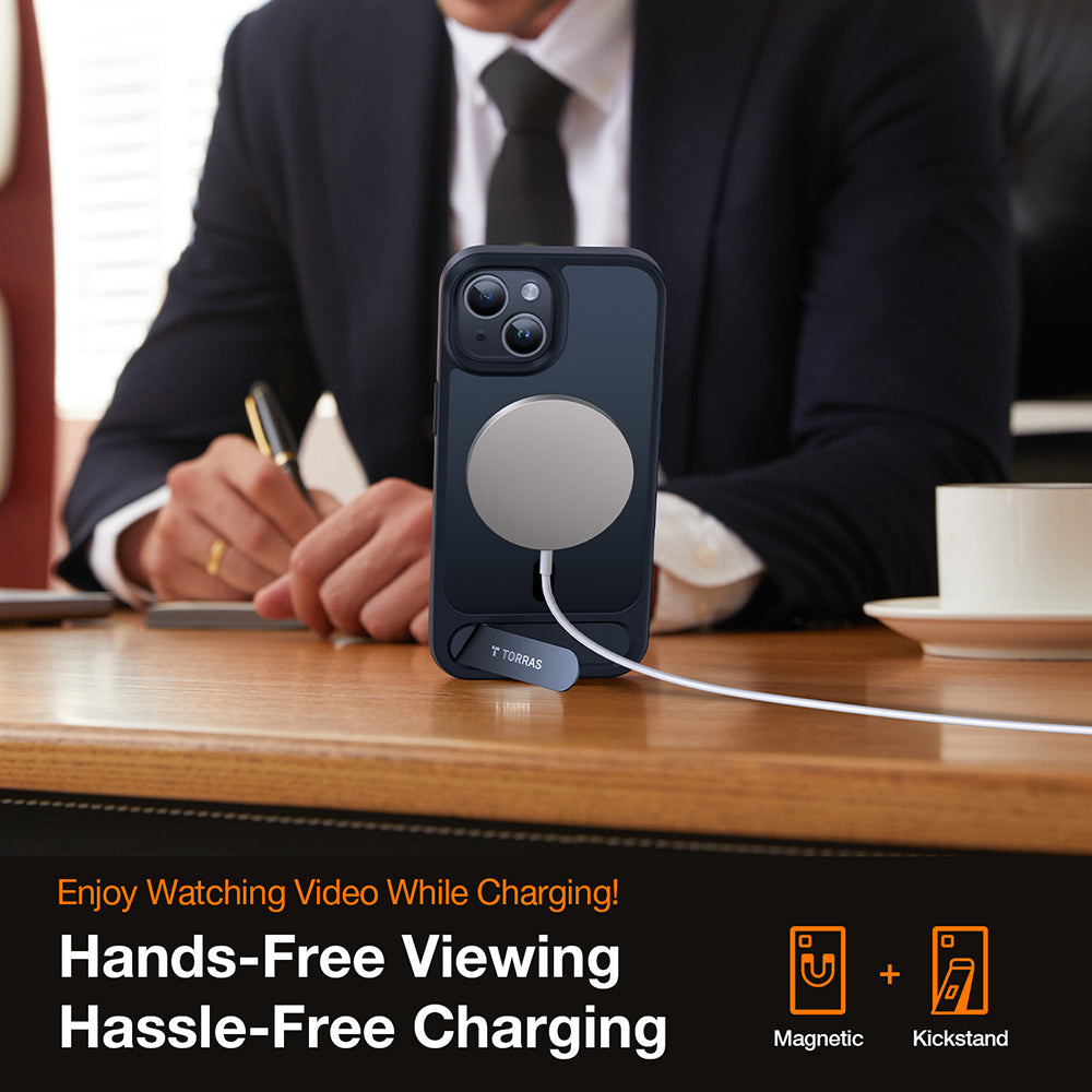 Калъф MagSafe за Apple iPhone 15 Plus, Torras, Pstand, Черен
