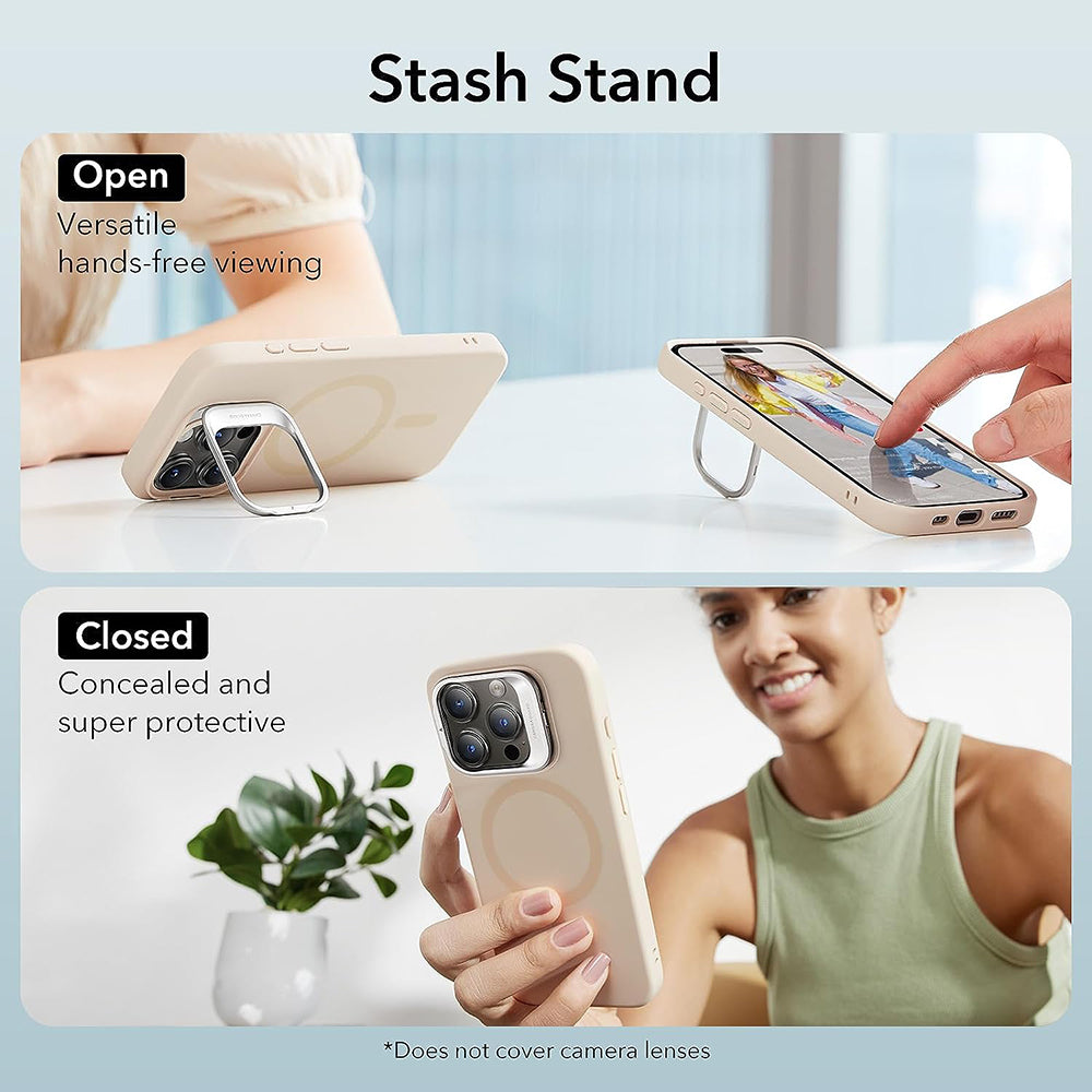 Калъф MagSafe за Apple iPhone 15 Pro, ESR, Cloud Soft Kickstand, Крем