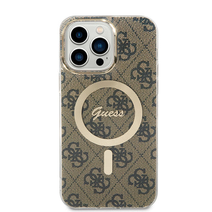 Калъф MagSafe за Apple iPhone 15 Pro, Guess, 4G IML, Кафяв GUHMP15LH4STW