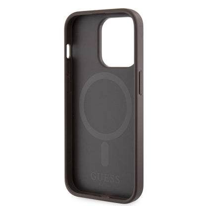 Калъф MagSafe за Apple iPhone 15 Pro, Guess, 4G Printed Stripes, Кафяв