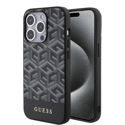 Калъф MagSafe за Apple iPhone 15 Pro, Guess, GCube Stripes, Черен