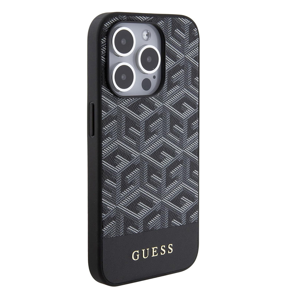 Калъф MagSafe за Apple iPhone 15 Pro, Guess, GCube Stripes, Черен