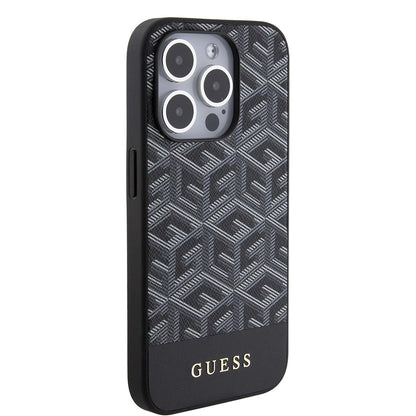 Калъф MagSafe за Apple iPhone 15 Pro, Guess, GCube Stripes, Черен