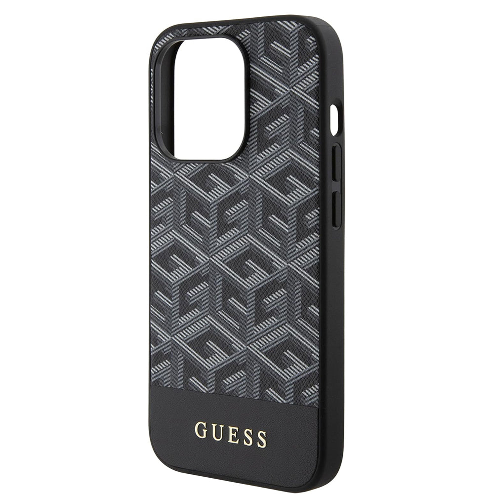 Калъф MagSafe за Apple iPhone 15 Pro, Guess, GCube Stripes, Черен
