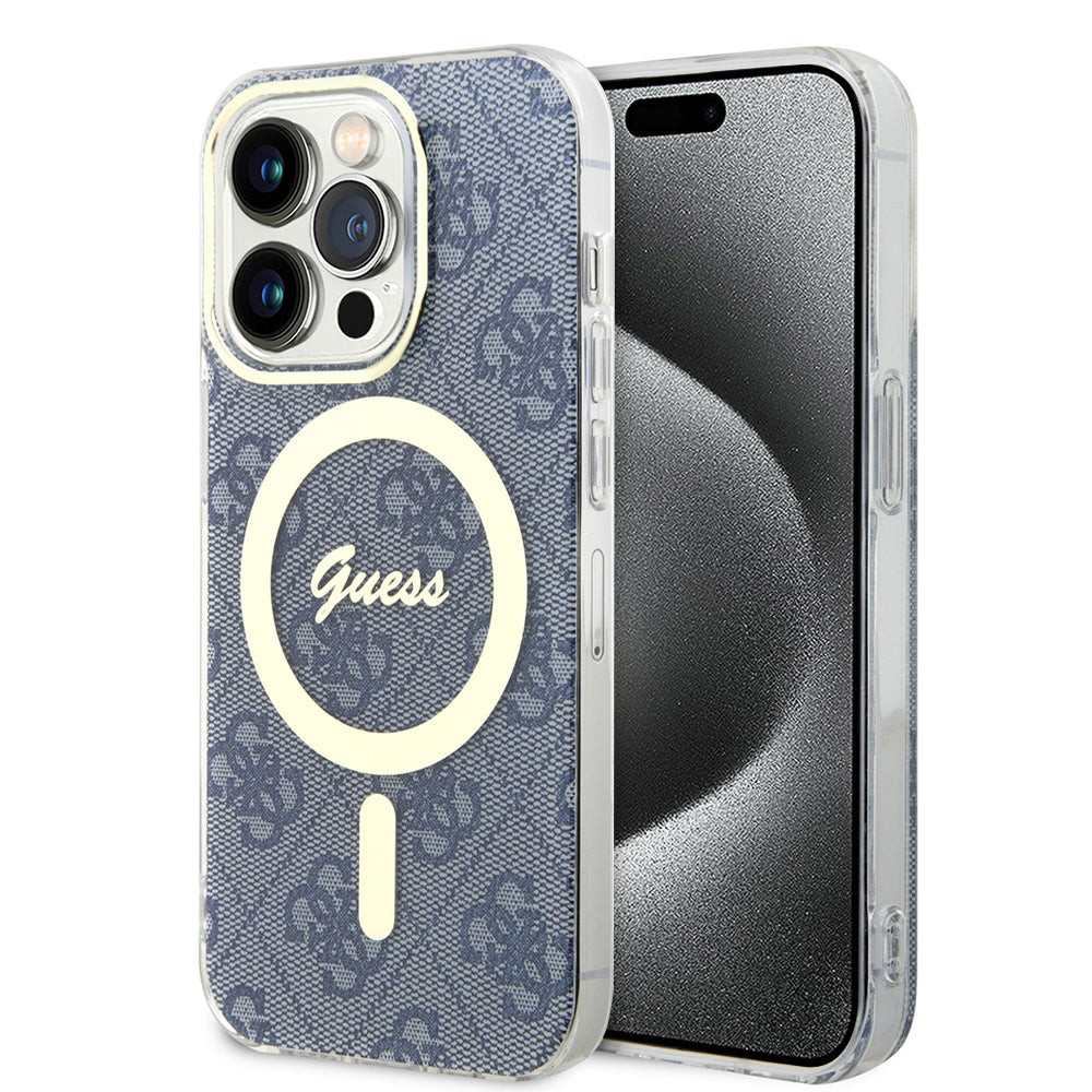 Калъф MagSafe за Apple iPhone 15 Pro, Guess, IML 4G, Син
