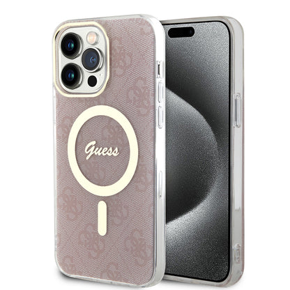 Калъф MagSafe за Apple iPhone 15 Pro, Guess, IML 4G, Розов