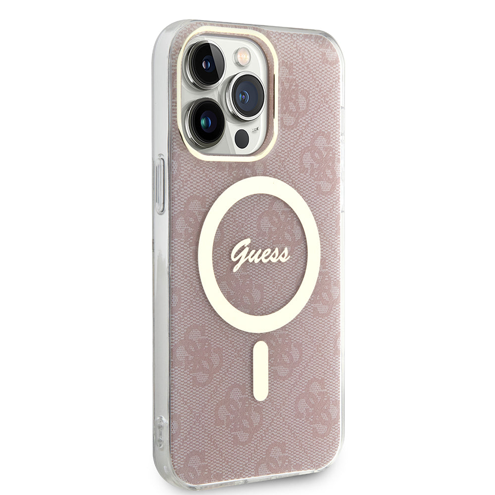 Калъф MagSafe за Apple iPhone 15 Pro, Guess, IML 4G, Розов