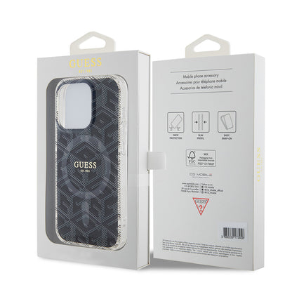 Калъф MagSafe за Apple iPhone 15 Pro, Guess, IML Gcube, Черен