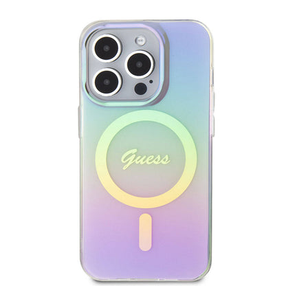 Калъф MagSafe за Apple iPhone 15 Pro, Guess, IML Iridescent, Лилав