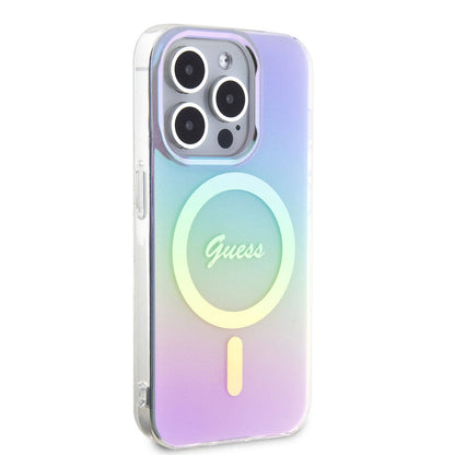 Калъф MagSafe за Apple iPhone 15 Pro, Guess, IML Iridescent, Лилав