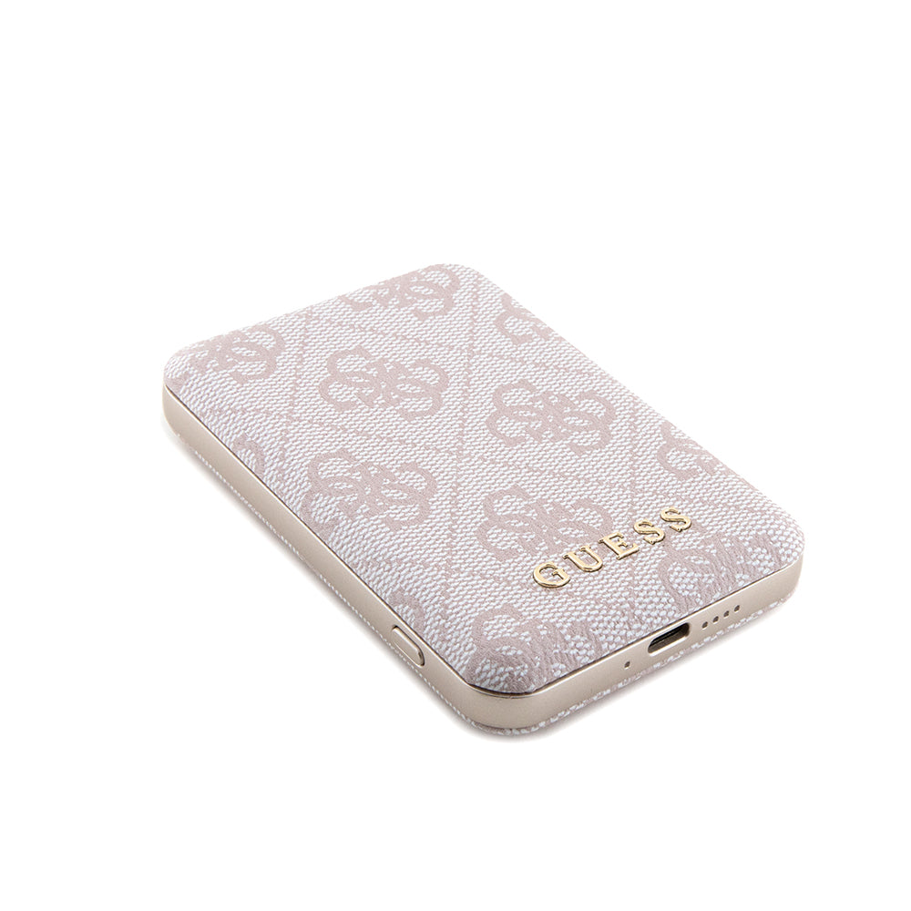 MagSafe Case for Apple iPhone 15 Pro, Guess, Powerbank 4G Metal Logo, Pink