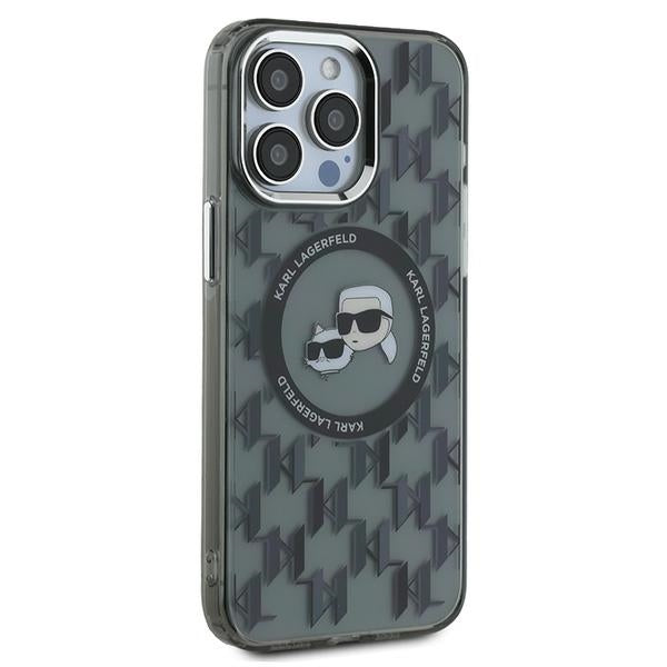 Калъф MagSafe за Apple iPhone 15 Pro, Karl Lagerfeld, IML Monogram Karl & Choupette's Heads, Черен