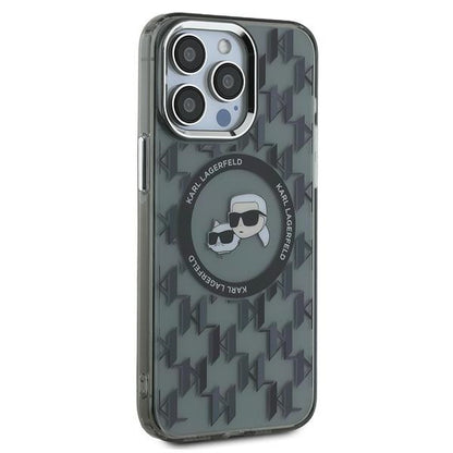Калъф MagSafe за Apple iPhone 15 Pro, Karl Lagerfeld, IML Monogram Karl & Choupette's Heads, Черен