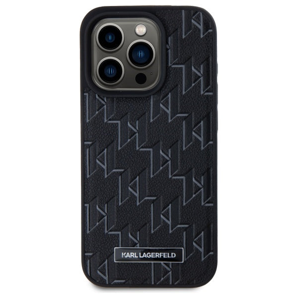 Калъф MagSafe за Apple iPhone 15 Pro, Karl Lagerfeld, Monogram Metal Logo, Черен