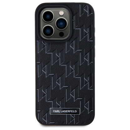 Калъф MagSafe за Apple iPhone 15 Pro, Karl Lagerfeld, Monogram Metal Logo, Черен
