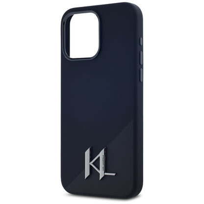 Калъф MagSafe за Apple iPhone 15 Pro, Karl Lagerfeld, Silicone Shadow Metal Initial, Черен