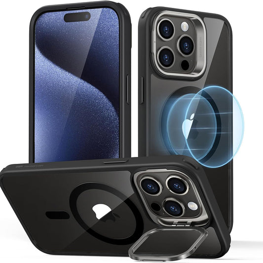 Калъф MagSafe за Apple iPhone 15 Pro Max, ESR, Classic Hybrid Kickstand, Прозрачен Черен