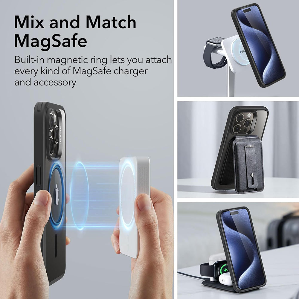 Калъф MagSafe за Apple iPhone 15 Pro Max, ESR, Classic Hybrid, Прозрачно черен