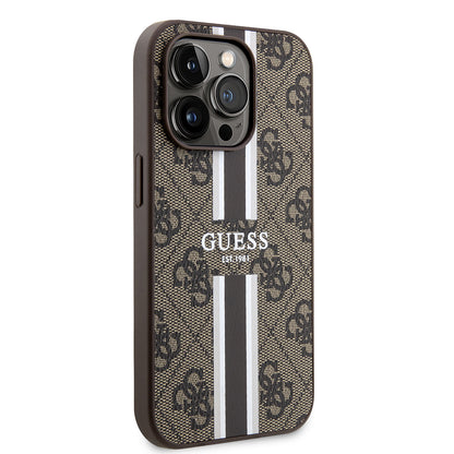 Калъф MagSafe за Apple iPhone 15 Pro Max, Guess, 4G Printed Stripes, Кафяв
