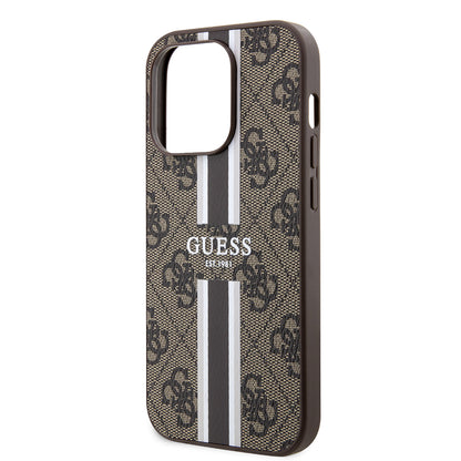 Калъф MagSafe за Apple iPhone 15 Pro Max, Guess, 4G Printed Stripes, Кафяв