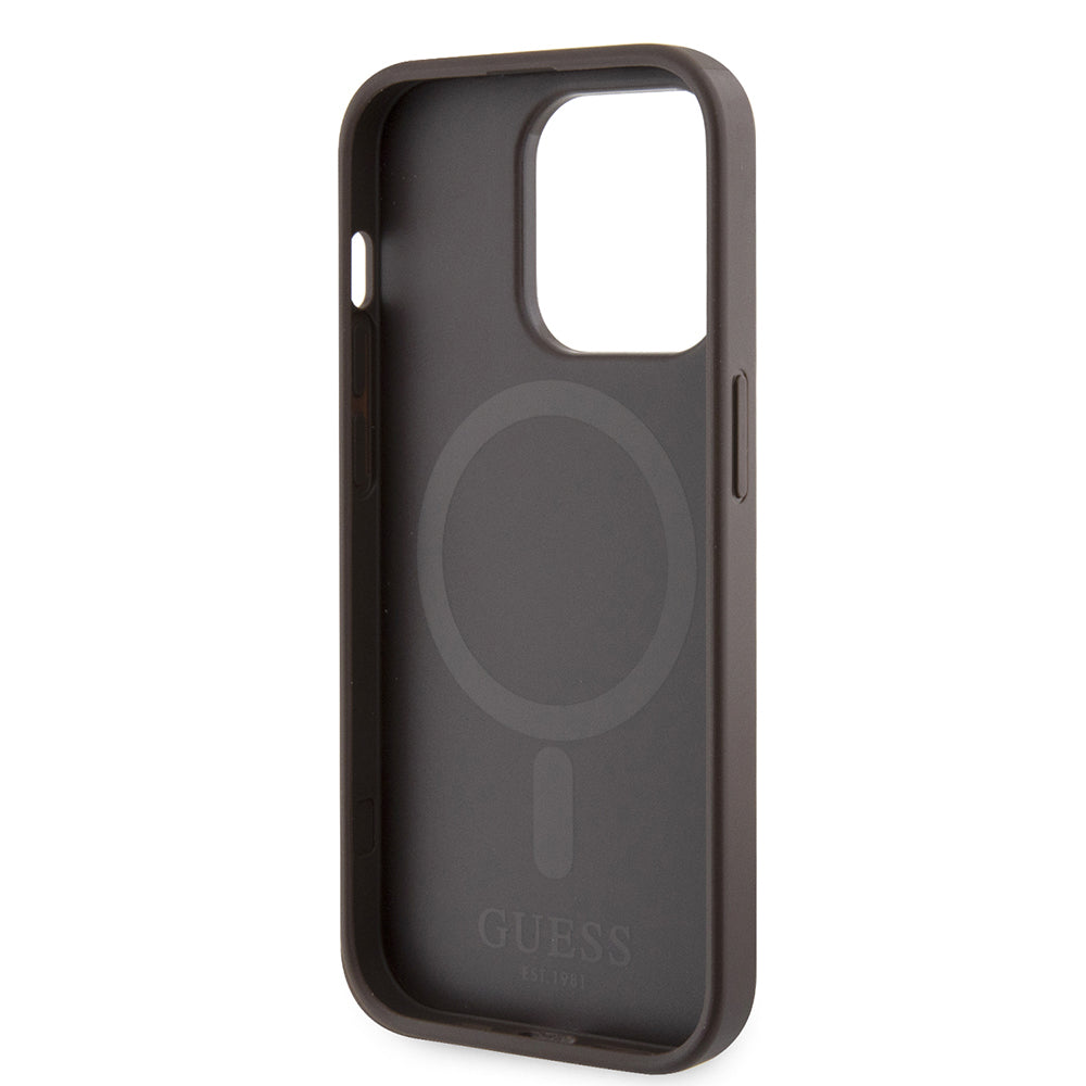 Калъф MagSafe за Apple iPhone 15 Pro Max, Guess, 4G Printed Stripes, Кафяв
