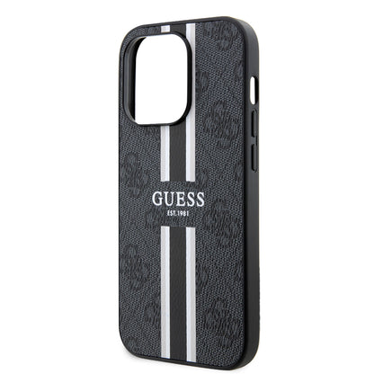 Калъф MagSafe за Apple iPhone 15 Pro Max, Guess, 4G Printed Stripes, Черен