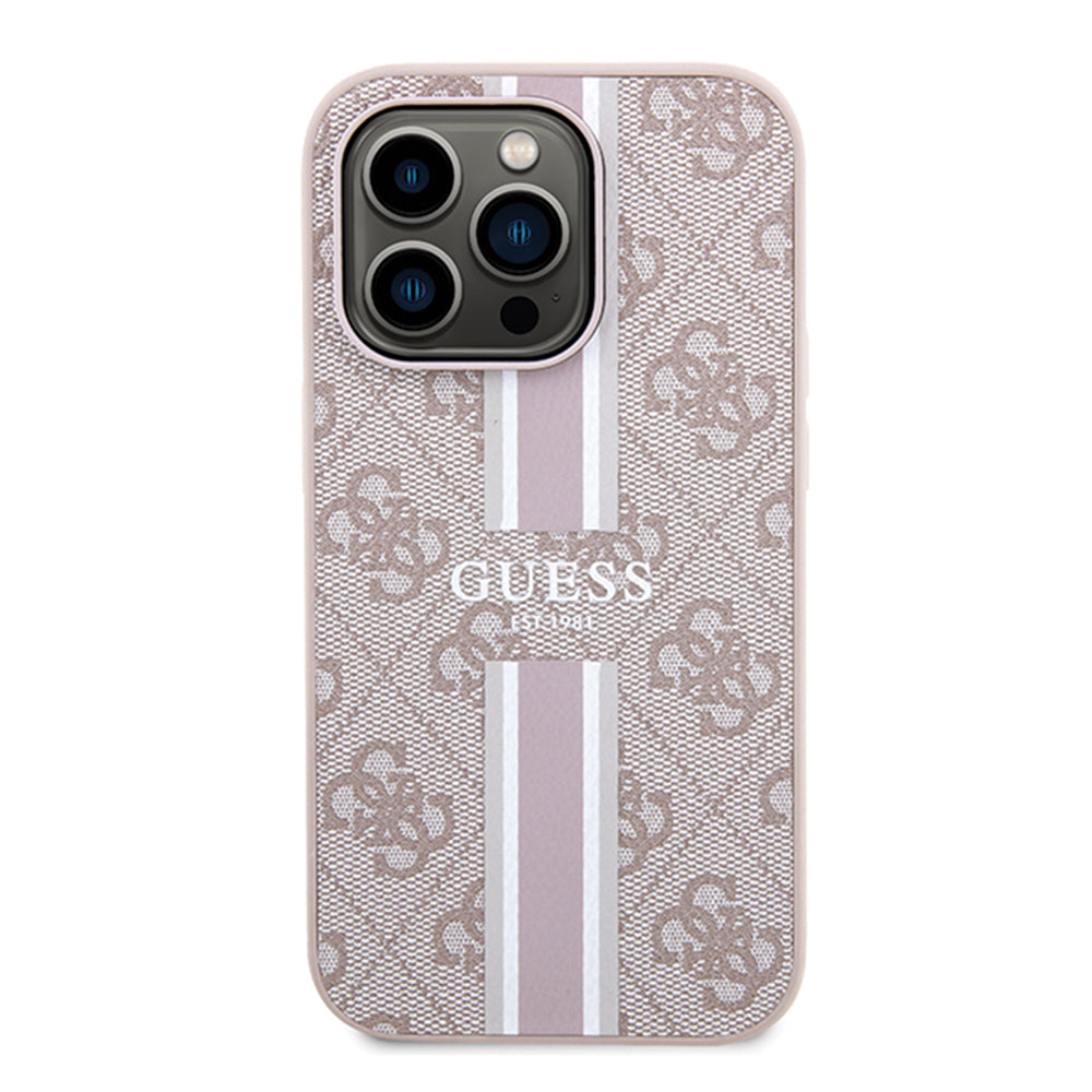 Калъф MagSafe за Apple iPhone 15 Pro Max, Guess, 4G Printed Stripes, Розов