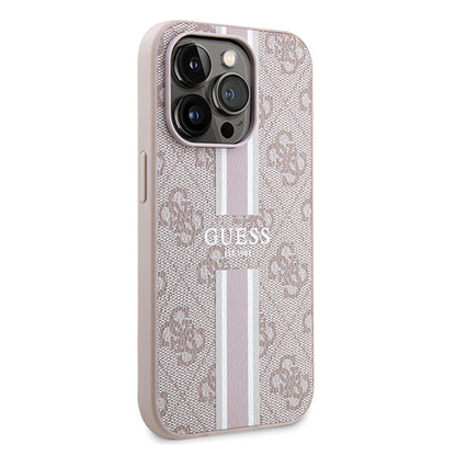 Калъф MagSafe за Apple iPhone 15 Pro Max, Guess, 4G Printed Stripes, Розов
