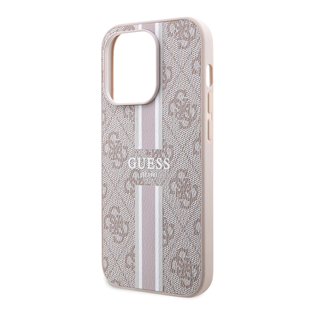 Калъф MagSafe за Apple iPhone 15 Pro Max, Guess, 4G Printed Stripes, Розов