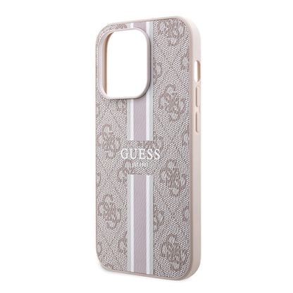 Калъф MagSafe за Apple iPhone 15 Pro Max, Guess, 4G Printed Stripes, Розов