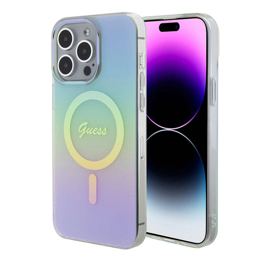 Калъф MagSafe за Apple iPhone 15 Pro Max, Guess, IML Iridescent, Тюркоаз