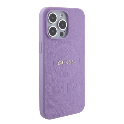 MagSafe Case for Apple iPhone 15 Pro Max, Guess, Saffiano, Purple