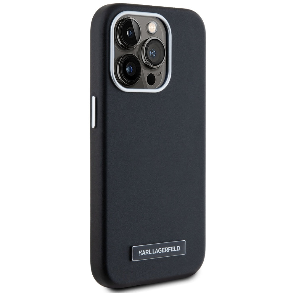 Калъф MagSafe за Apple iPhone 15 Pro Max, Karl Lagerfeld, FW Metal Plate, Черен