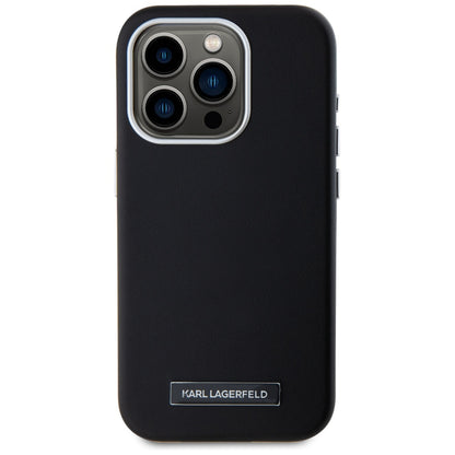 Калъф MagSafe за Apple iPhone 15 Pro Max, Karl Lagerfeld, FW Metal Plate, Черен