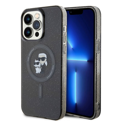 Калъф MagSafe за Apple iPhone 15 Pro Max, Karl Lagerfeld, Glitter, Черен