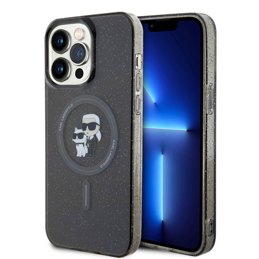 Калъф MagSafe за Apple iPhone 15 Pro Max, Karl Lagerfeld, Glitter, Черен