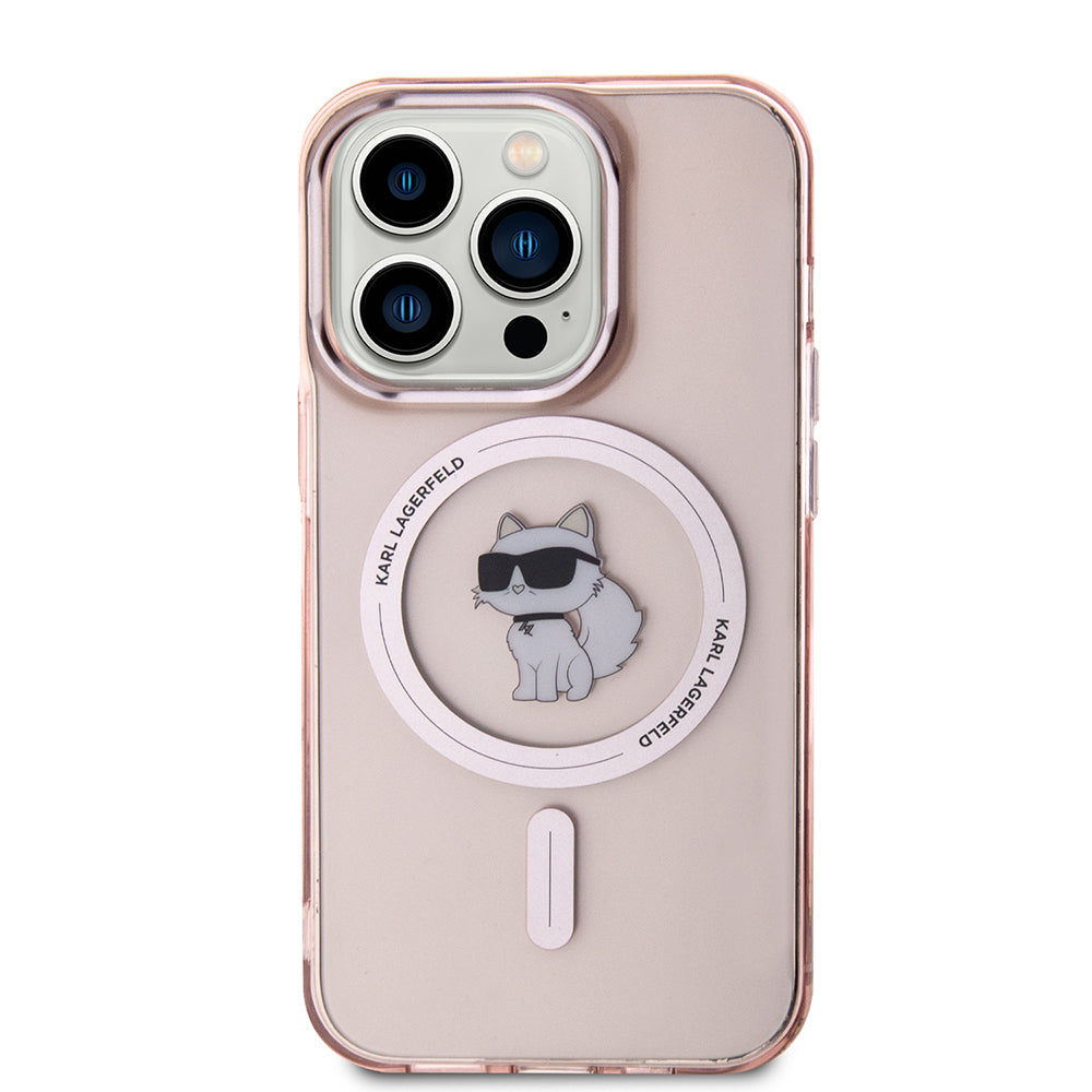 Калъф MagSafe за Apple iPhone 15 Pro Max, Karl Lagerfeld, IML Choupette, Розов