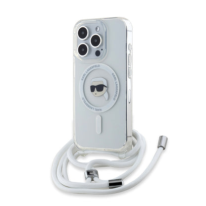 Калъф MagSafe за Apple iPhone 15 Pro Max, Karl Lagerfeld, IML Crossbody Karl's Head, Прозрачен