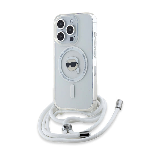 Калъф MagSafe за Apple iPhone 15 Pro Max, Karl Lagerfeld, IML Crossbody Karl's Head, Прозрачен